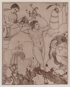 Boxer Training with a Punchbag, Ancient Greek Vase Painting by German School