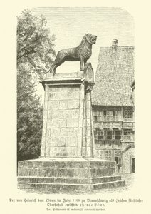 Bronze lion erected by Henry the Lion in Brunswick in 1166 by German School
