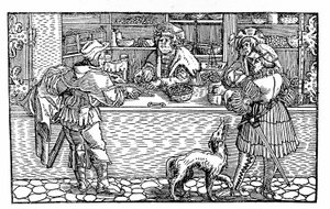 Bureau de change et barter (German Xylography of the 16th century)
