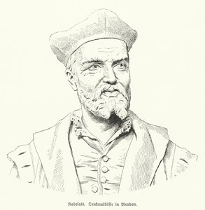 Bust of French author Francois Rabelais in Meudon, France by German School