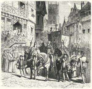 Catholic prelates returning to England under the reign of Mary I (engraving) by German School