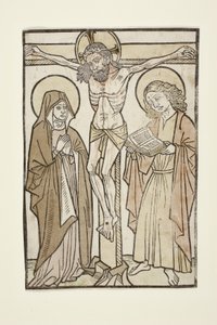 Christ on the cross between Mary and Saint John