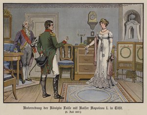 Conversation between Queen Louise of Prussia and the Emperor Napoleon I at Tilsit, 6 July 1807 by German School