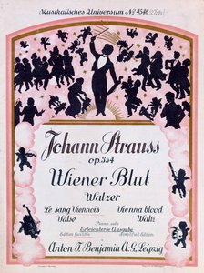 Cover of the Score of the famous waltz Wiener Blut op.354 by Johann Strauss II, 1930 by German School
