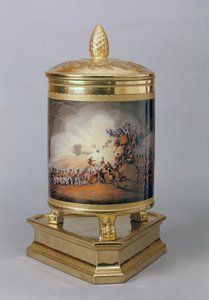 Covered pot depicting the Storming of Ciudad Rodrigo, from the Prussian Dinner Service, Berlin by German School