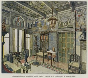 Design for a room in the Royal Palace in Sofia, Bulgaria, produced by the A Bembe furniture factory in Mainz, Germany by German School
