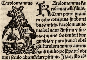 (detail) depicting Charlemagne pre-1500 by German School