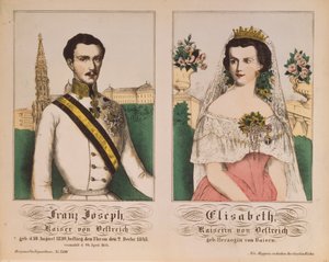 Double Portrait of Emperor Franz Joseph I of Austria, and Empress Elizabeth, from Neuruppiner Bilderbogen, 1854