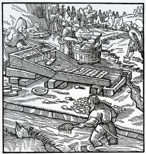 Engraving from De re metallica (On the nature of metals), by Georgius Agricola