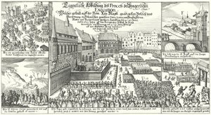 Execution of Members of the Protestant Bohemian Revolt in the Old Town Square, Prague by German School