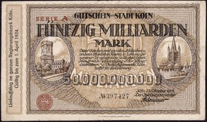 Fifty billion mark banknote, 1923 by German School