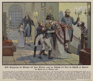 First Meeting Between Queen Louise of Prussia and Her Children After the Battle of Jena, at Schwedt Castle by German School