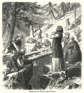 Foundation of the Abbey of St Gall, Switzerland, 8th Century by German School