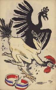 French Cockerel Fleeing from the German Eagle