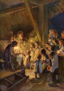 German Christmas Scene with Children, c. 1908