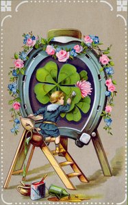 German Postcard depicting Good Luck Charms, sent from Hungary on 21st May 1911