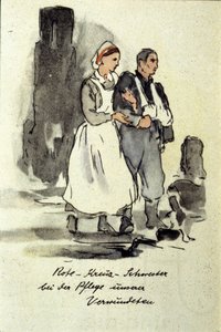 German nurse supporting a wounded man (1942) by German School