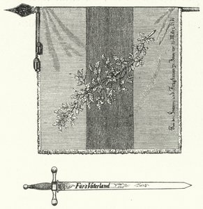German Student Fraternity Flag and Sword (engraving) by German School