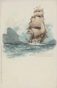German training ship Stosch leaving Rio de Janeiro, Brazil by German School