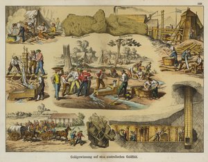 Gold mining in the goldfields of Australia by German School