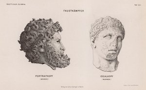 Heads from Statues of Boxers Excavated at Olympia, Greece by German School