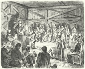 Initiation of a new member into a group of the Carbonari, network of revolutionary secret societies in Italy by German School