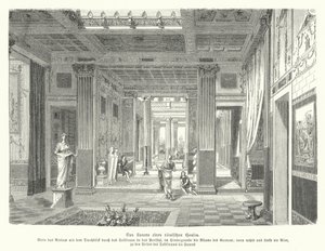 Interior of a Roman house by German School