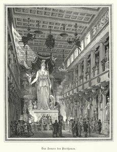 Interior of the Parthenon, Athens, with the Colossal Statue of the Greek Goddess Athena by German School