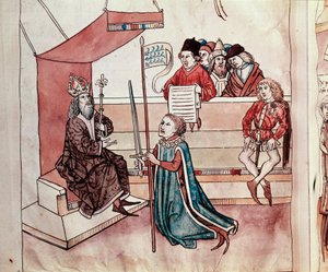 Investiture of a knight. Miniature from 