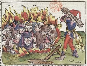 Jews burnt at the stake, from the Nuremberg Chronicle by Hartmann Schedel, 1493 by German School