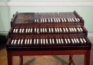 Keyboard of the original organ presented by George Frederick Handel (1685-1759) for the Chapel of the Foundling Hospital, London