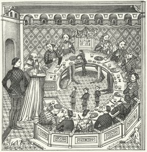 King Arthur and the Round Table (engraving) by German School
