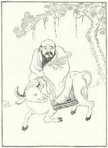 Laozi, ancient Chinese Philosopher, on a water buffalo by German School