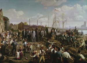 Laying the telegraph cable between Cologne and Berlin at the end of the 19th century