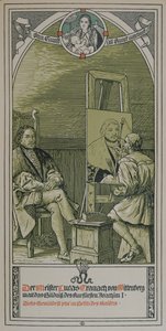 Lucas Cranach painting a portrait of Joachim I Nestor, Elector of Brandenburg, 1906 by German School