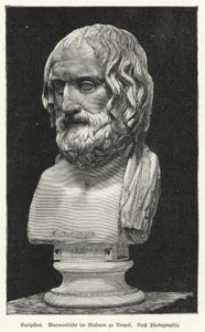Marble bust of Euripides, Ancient Greek playwright by German School