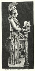 Marble statue of the Ancient Greek goddess Athena, from the Parthenon, Athens by German School