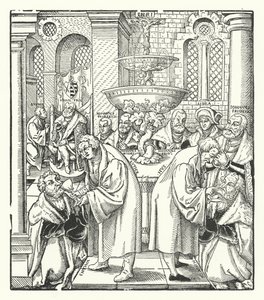 Martin Luther and Jan Hus Administering Holy Communion to the Saxon Royal Family by German School