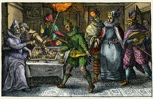 Masks visiting all dwellings bring the ritual Carnival festivities in every home by German School
