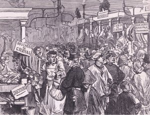 Meat market in Paris, Cassells History of the War between France and Germany published by Cassell and Company Limited, c.1890