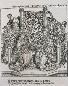 Meeting between Pope Pius II and Frederick III, Emperor of Germany by German School