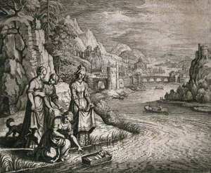 Moses rescued from the Nile by German School