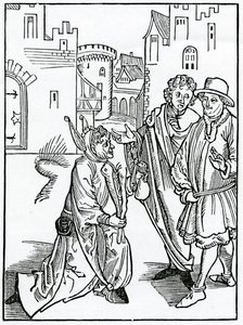 Of the contempt and dispysynge of pouertye, illustration from Alexander Barclay