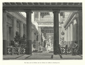 Open Court of an Ancient Greek House, with a Statue of the Goddess Hestia in the Background by German School