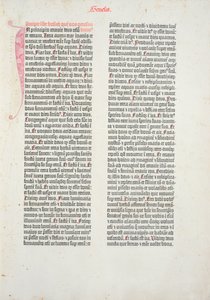 Opening page of the book of Genesis from the Gutenberg Bible, printed by Johannes Gutenberg and Peter Schoeffer in Mainz, 1454-56 by German School