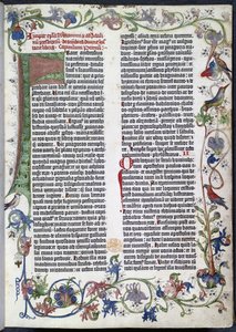 Page from the Gutenberg Bible, with Erfurt illumination by German School