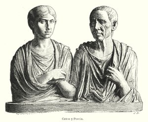 Porcia and Cato, Ancient Roman Headstone by German School