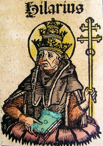 Portrait of Pope Hilarius, published in the Nuremberg Chronicle, 1493 by German School