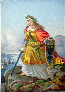 Postcard depicting Germania and the Rhine, c.1860
