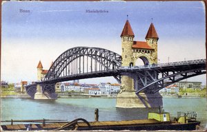 Postcard depicting the bridge over the river Rhine at Bonn, c.1900